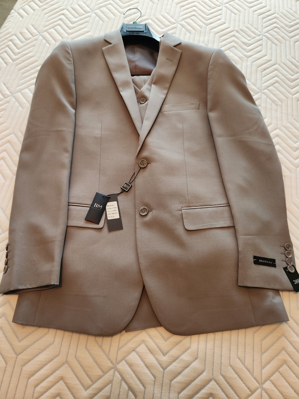 Braveman Light Gray Two-Button 3 Pc  Suit